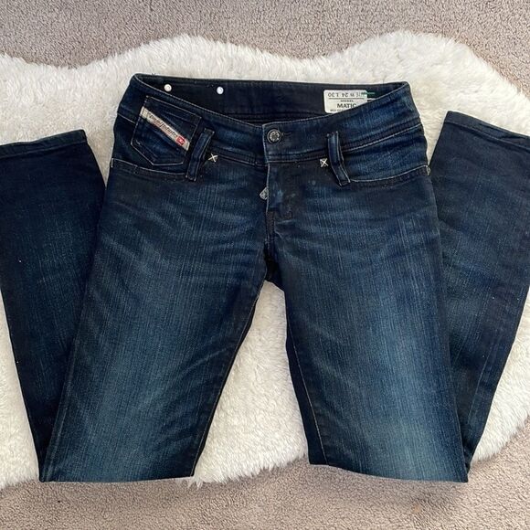𝅺Diesel Matic Jeans Size 24 Faded Dark Wash Straight Leg - Picture 3 of 10